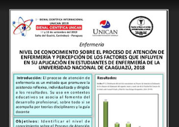 Nivel de conocimiento sobre el proceso de atención de enfermería y percepción de los factores que influyen en su aplicación en estudiantes de enfermería de la Universidad Nacional de Caaguazú, 2018